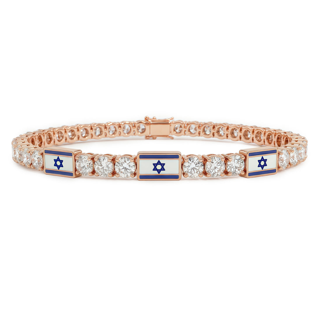 Diamond Tennis Bracelet with Israeli Flag no. 2