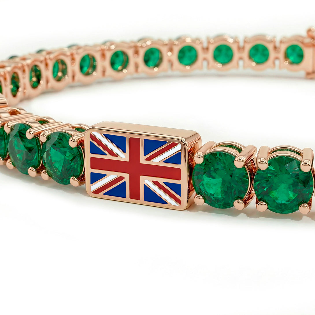 Emerald Tennis Bracelet with United Kingdom Flag no. 5