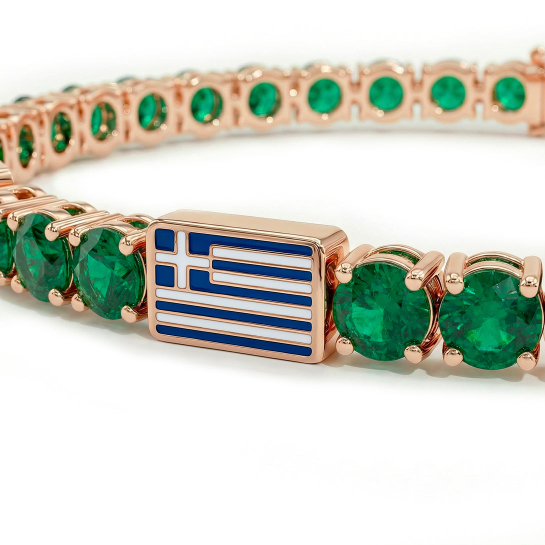 Emerald Tennis Bracelet with Greece Flag no. 5