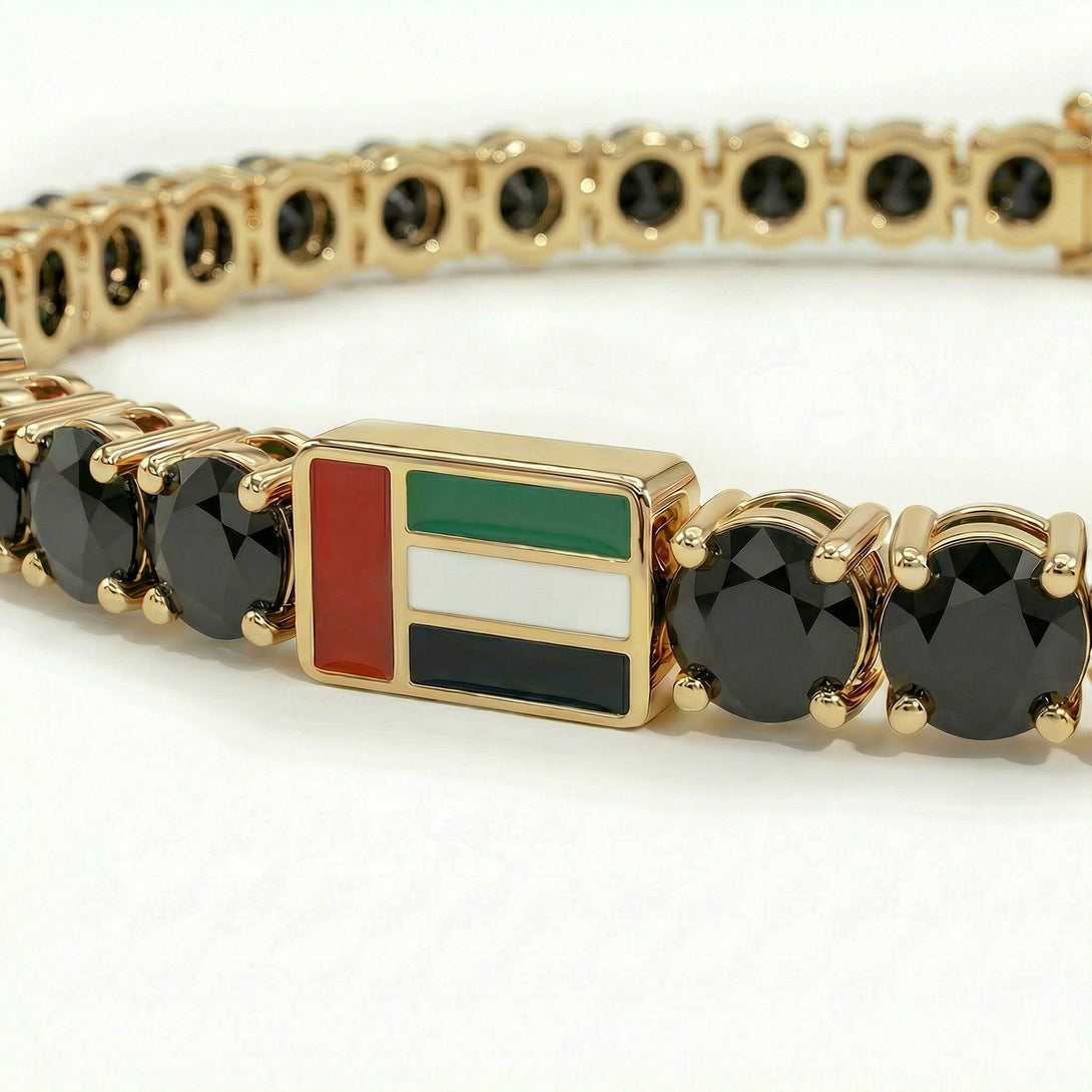 Black Diamond Tennis Bracelet with United Arab Emirates Flag no. 7