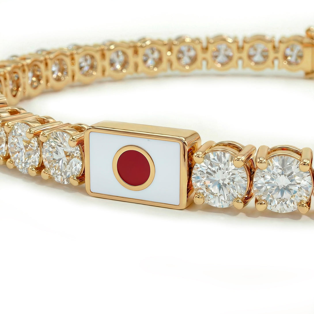 Diamond Tennis Bracelet with Japan Flag no. 1