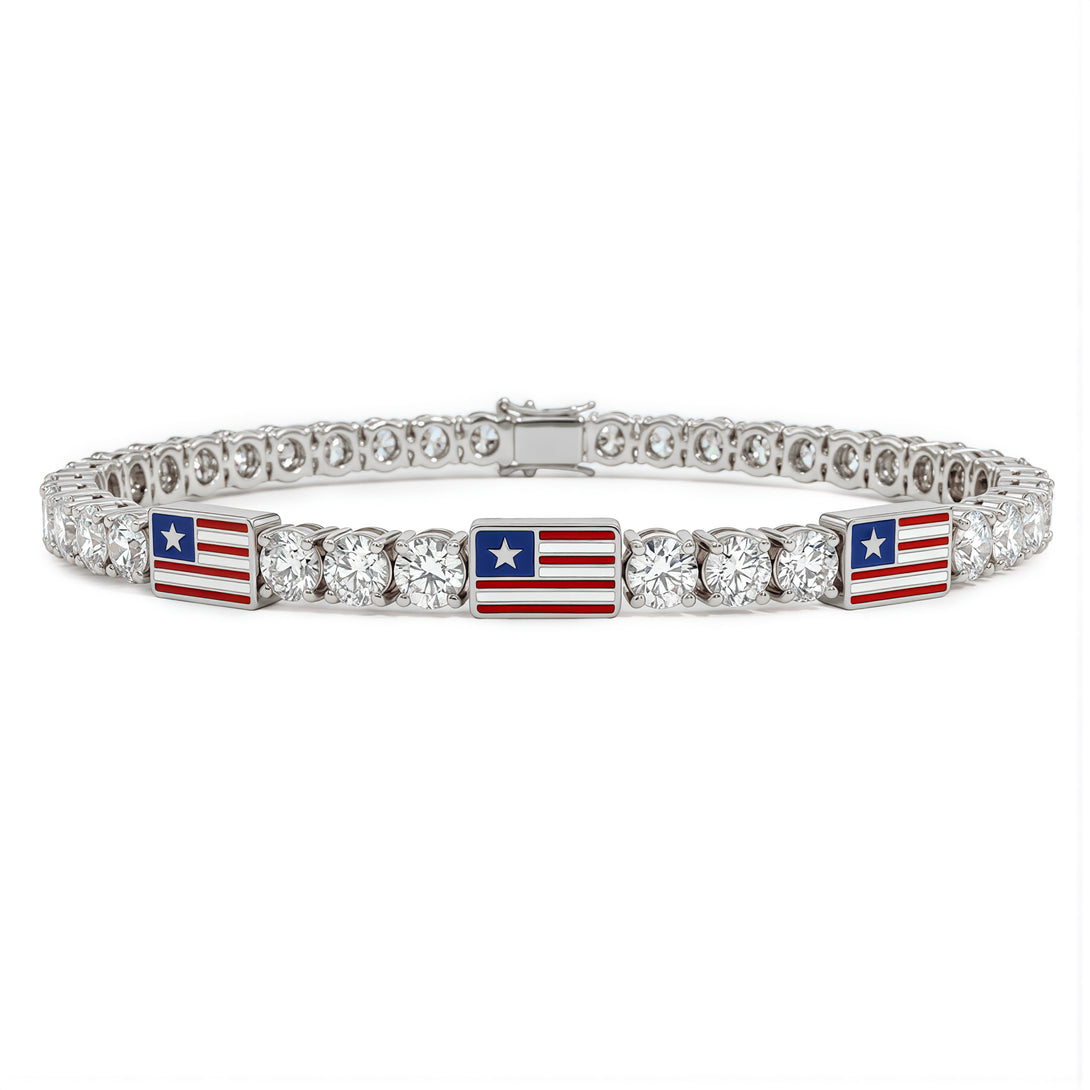 Diamond Tennis Bracelet with United States Flag no. 3