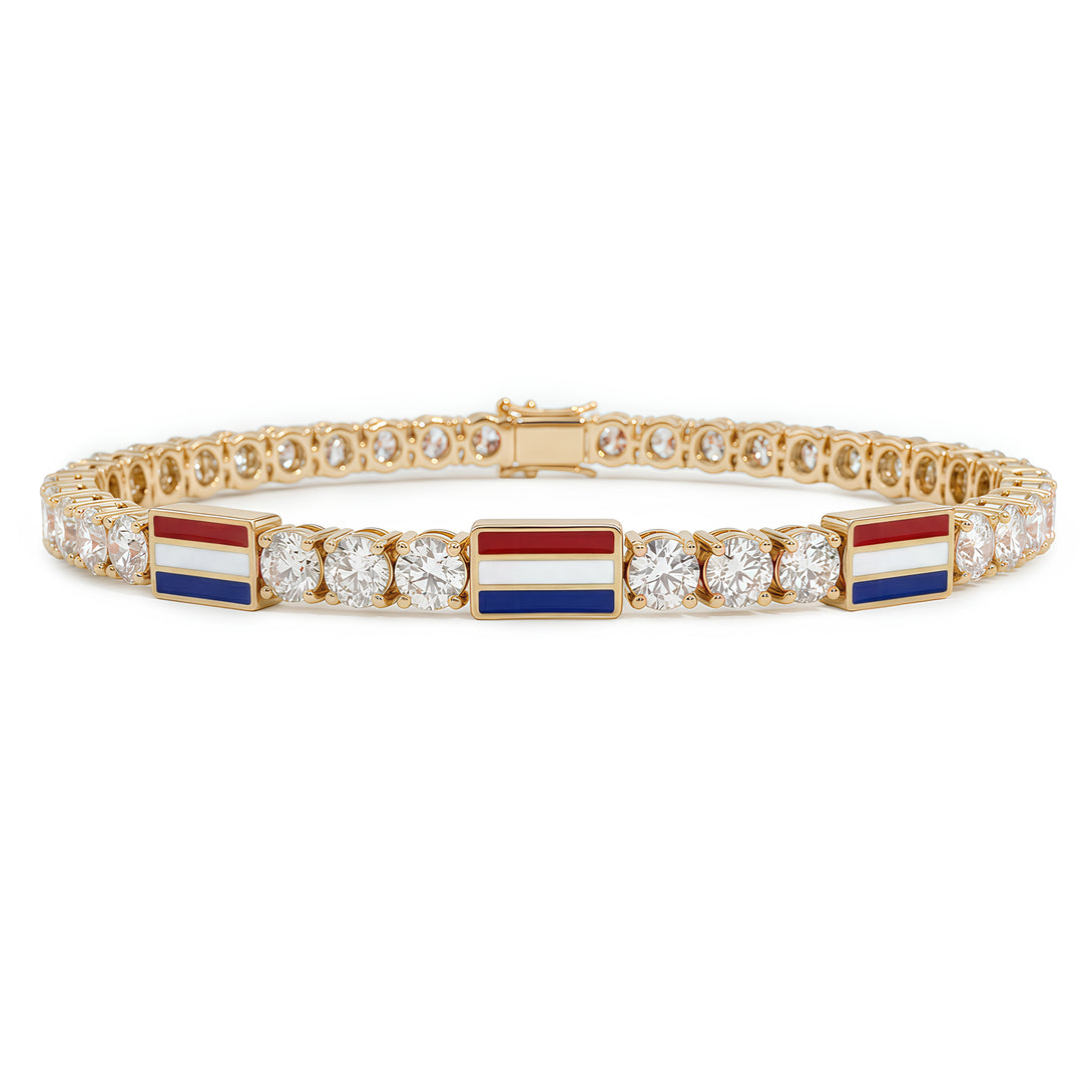 Diamond Tennis Bracelet with Netherlands Flag no. 1