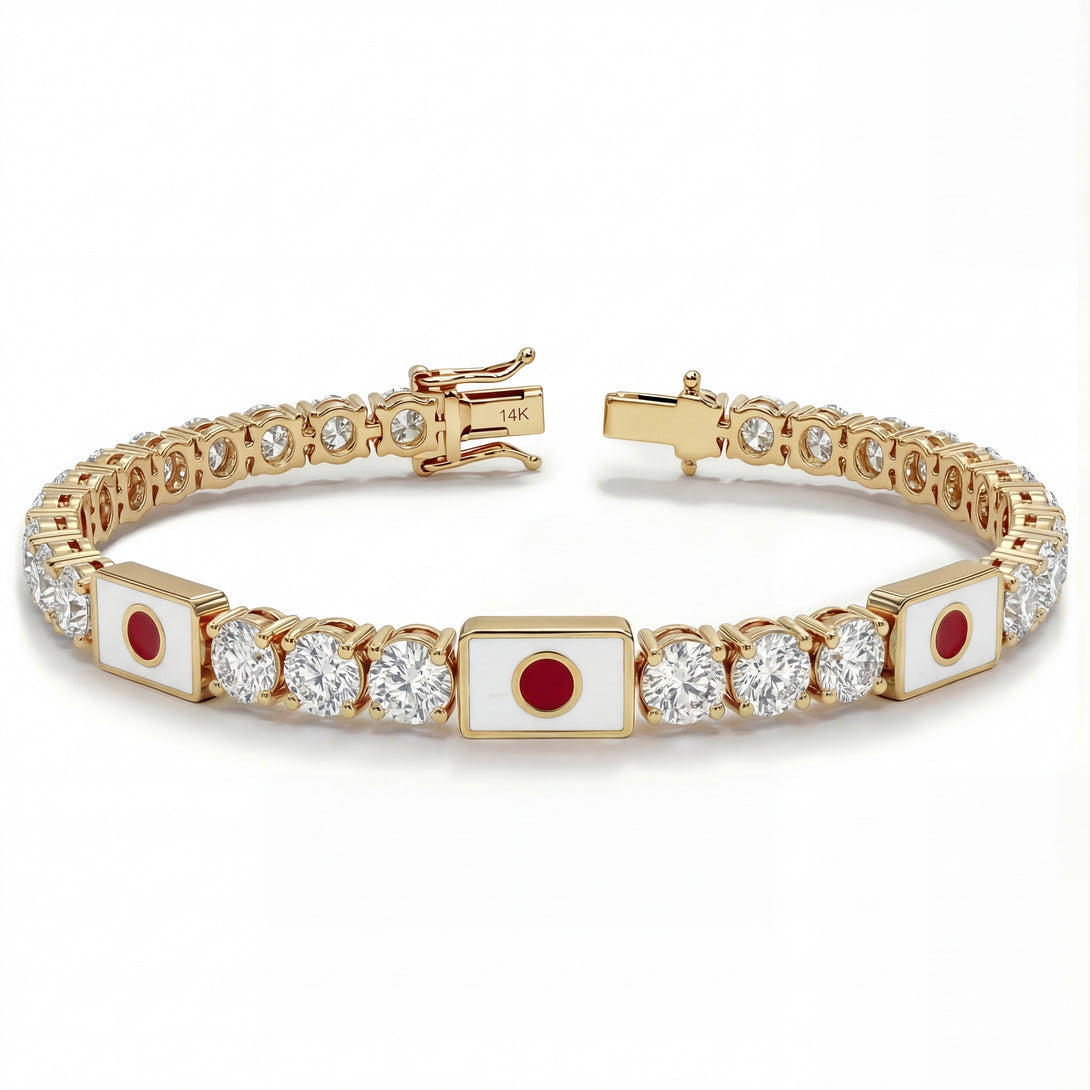 Diamond Tennis Bracelet with Japan Flag no. 1