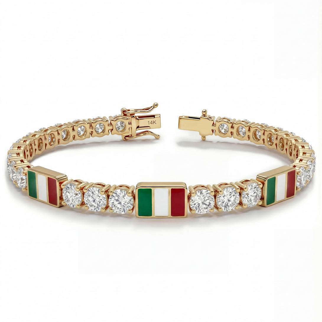 Diamond Tennis Bracelet with Mexico Flag no. 1