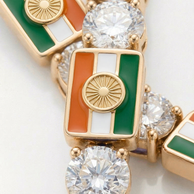 Diamond Tennis Bracelet with India Flag no. 1