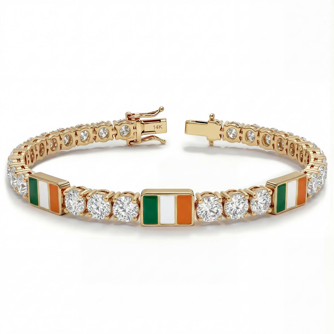Diamond Tennis Bracelet with Ireland Flag no. 1