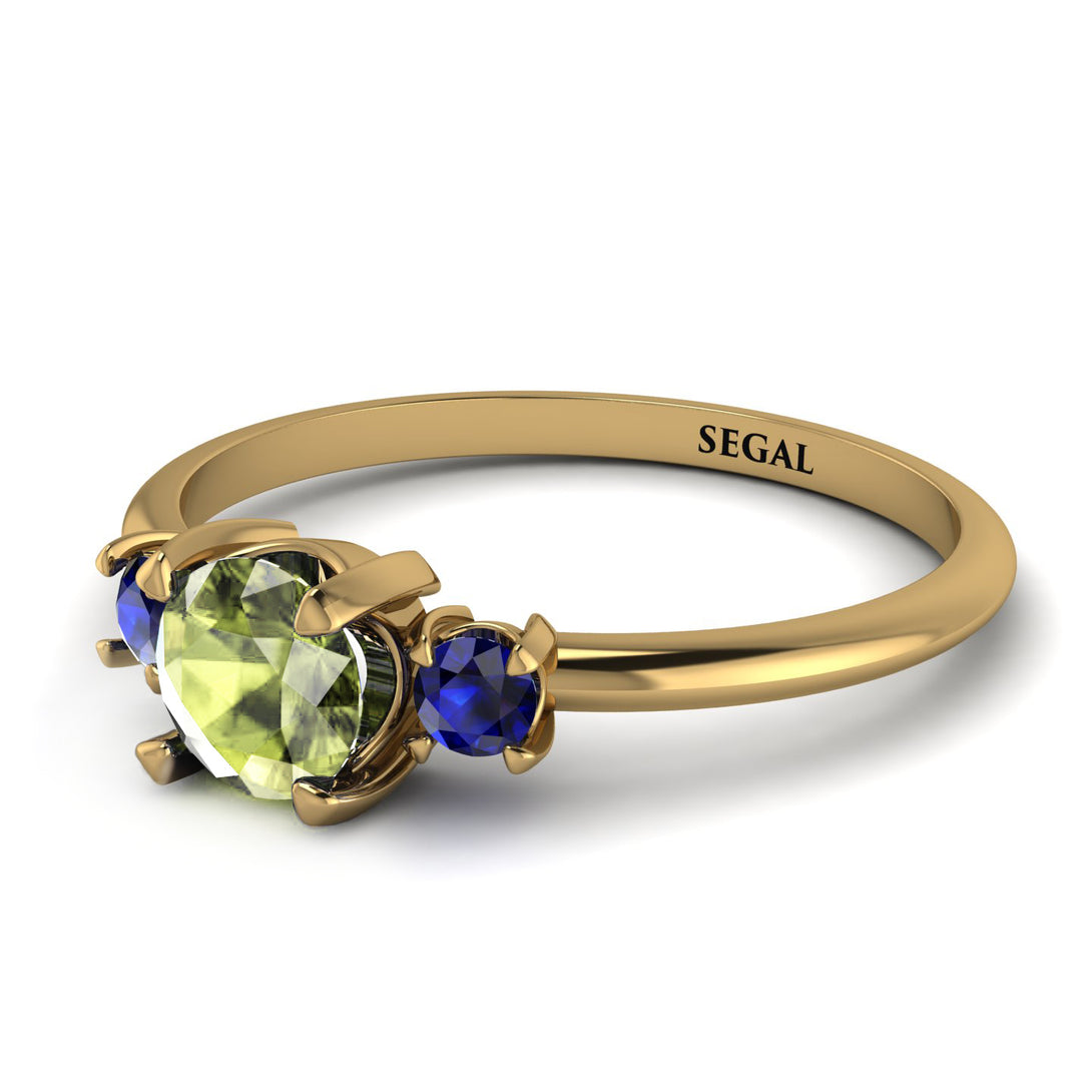 Classic Three Stone Peridot Engagement Ring - Valentina No. 713