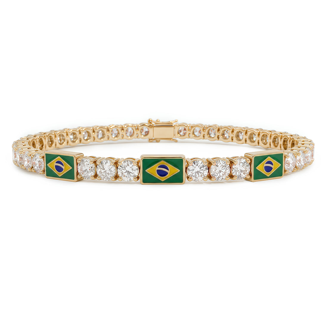 Diamond Tennis Bracelet with Brazil Flag no. 1