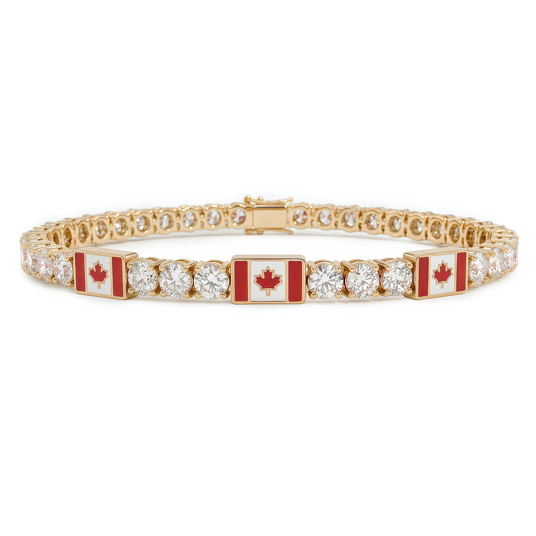 Diamond Tennis Bracelet with Canada Flag no. 1