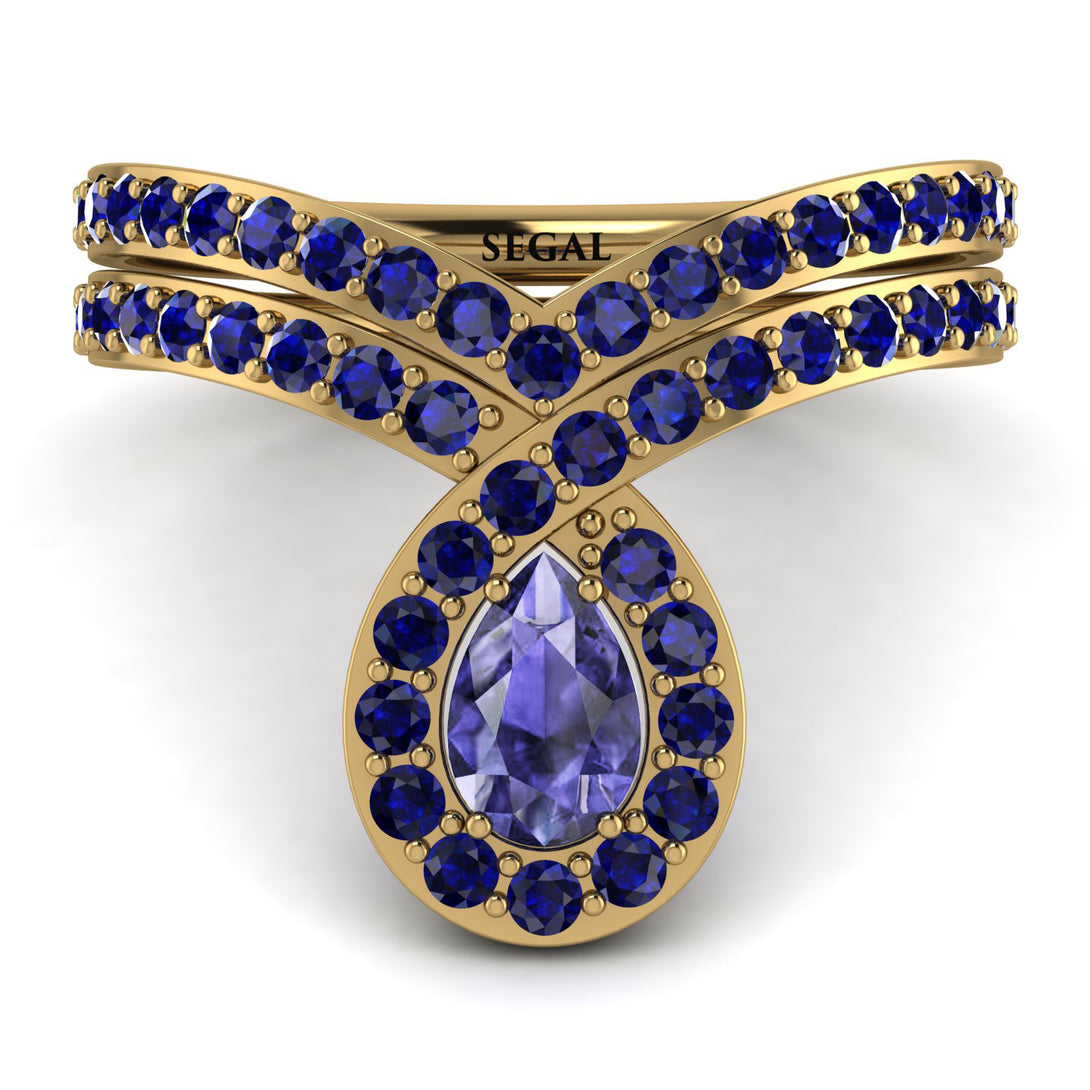 Tanzanite Pear Shape Stacking Bridal Set - Emilia No. 213