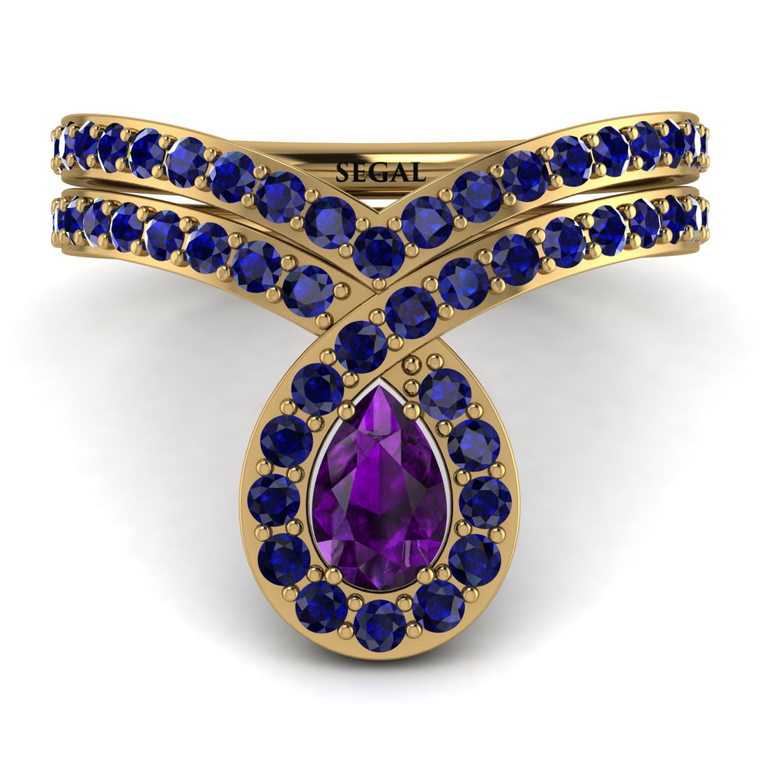 Amethyst Pear Shape Stacking Bridal Set - Emilia No. 313