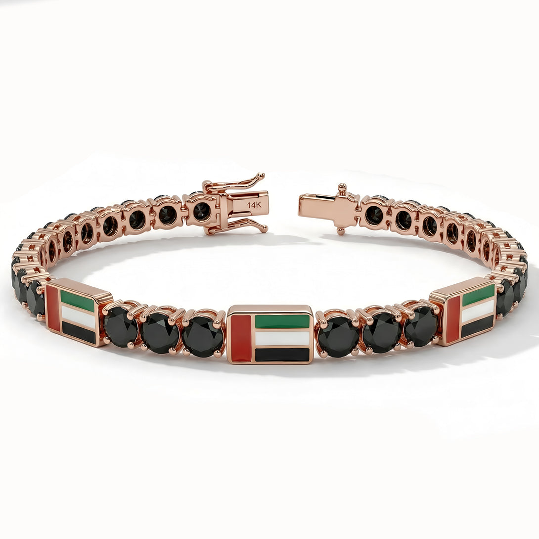 Black Diamond Tennis Bracelet with United Arab Emirates Flag no. 8
