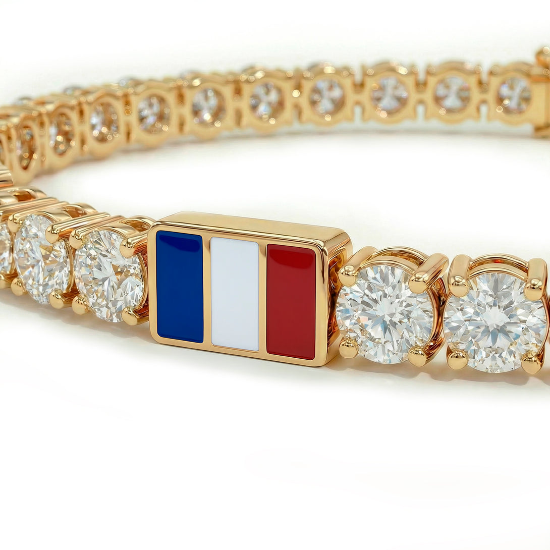 Diamond Tennis Bracelet with France Flag no. 1