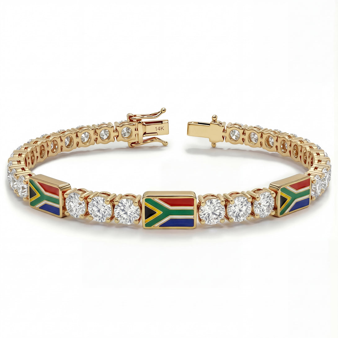 Diamond Tennis Bracelet with South Africa Flag no. 1