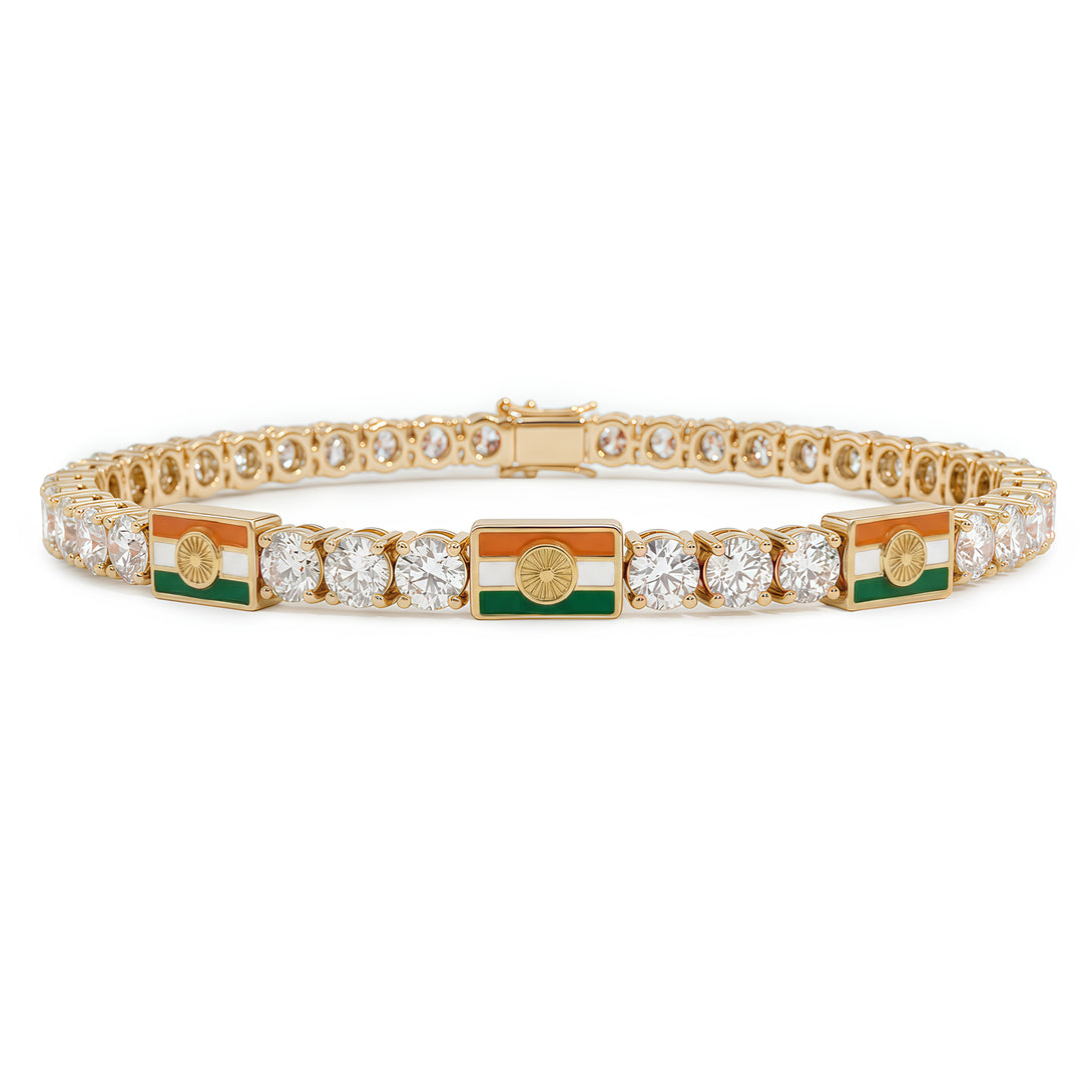 Diamond Tennis Bracelet with India Flag no. 1