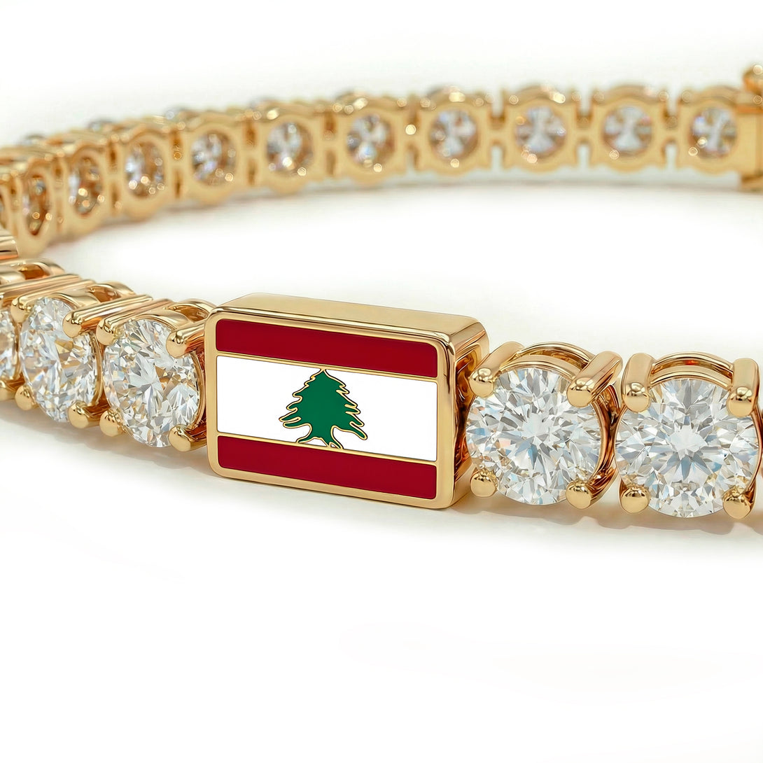 Diamond Tennis Bracelet with Lebanon Flag no. 1