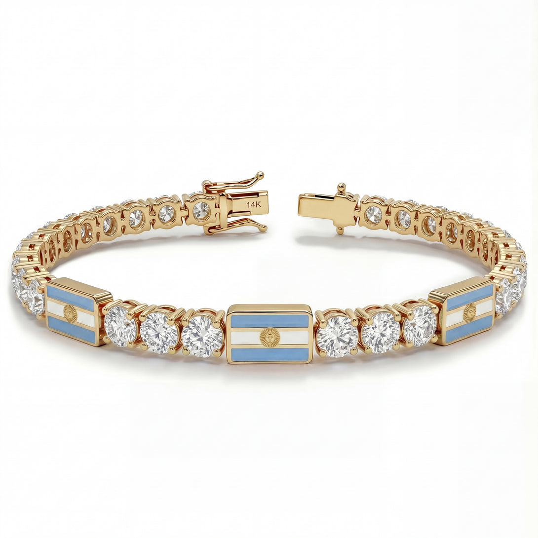 Diamond Tennis Bracelet with Argentina Flag no. 1