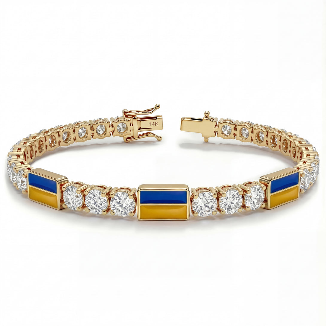 Diamond Tennis Bracelet with Ukraine Flag no. 1