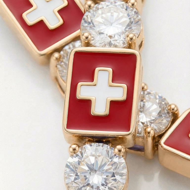 Diamond Tennis Bracelet with Switzerland Flag no. 1