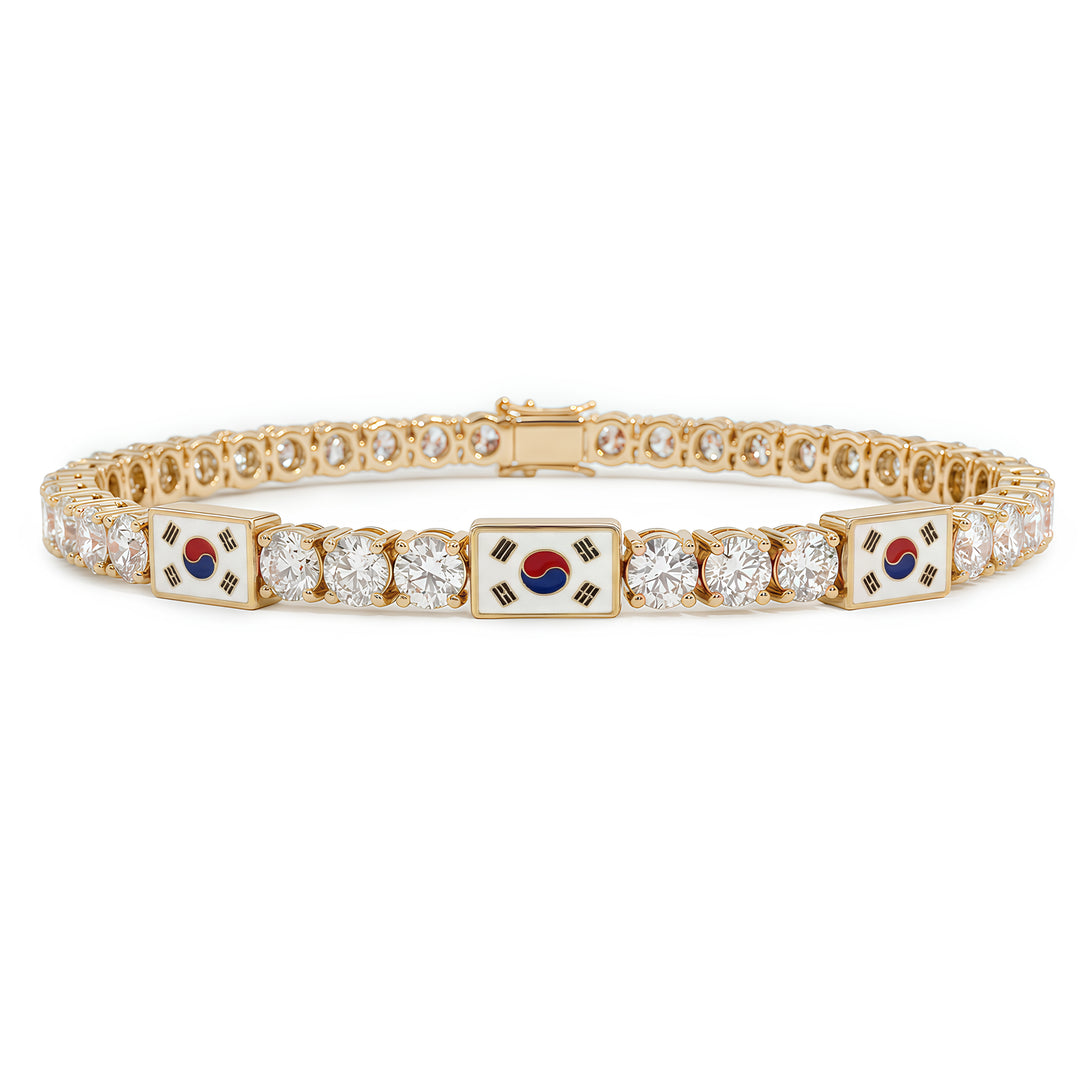 Diamond Tennis Bracelet with South Korea Flag no. 1