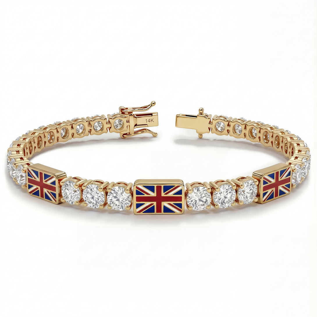 Diamond Tennis Bracelet with United Kingdom Flag no. 1