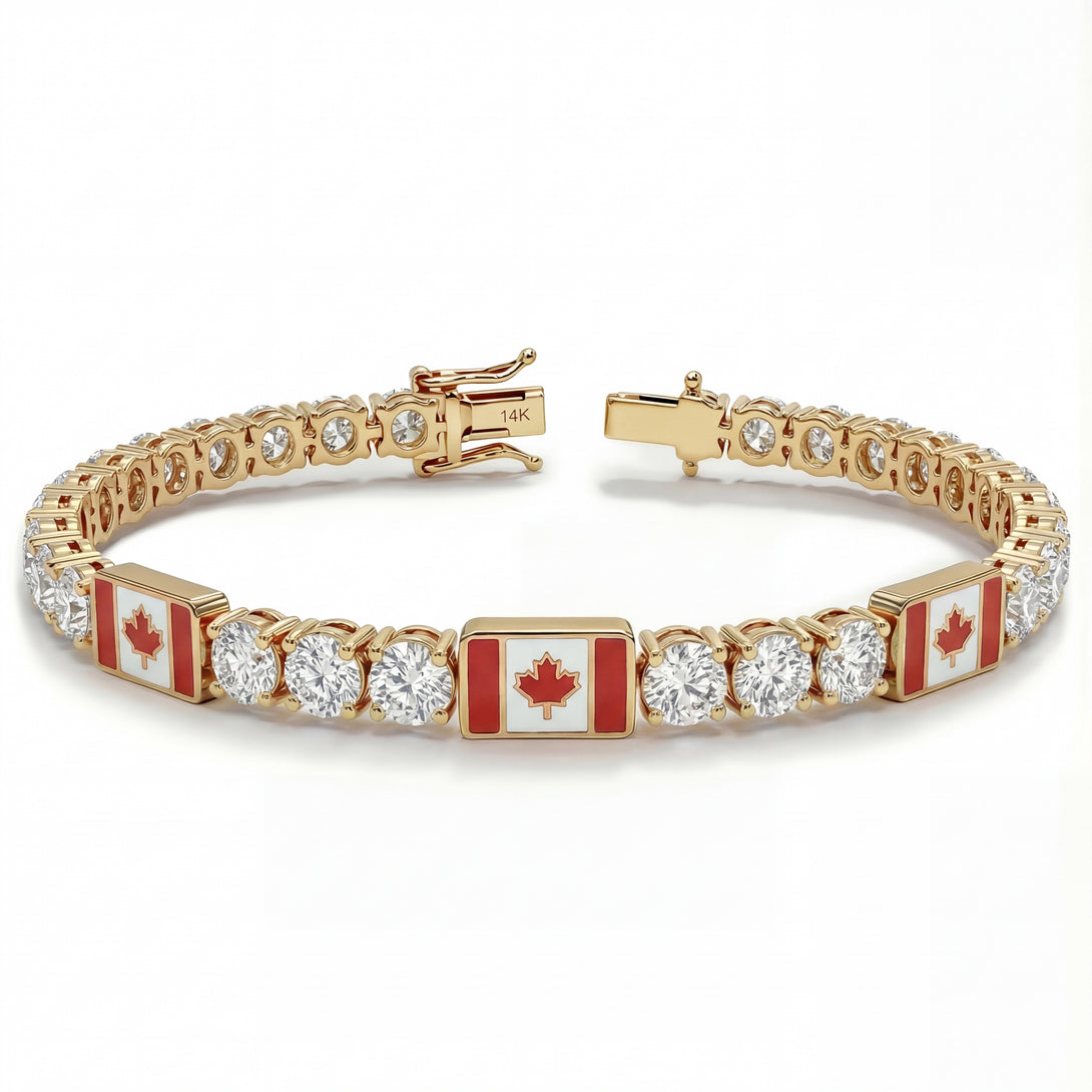 Diamond Tennis Bracelet with Canada Flag no. 1