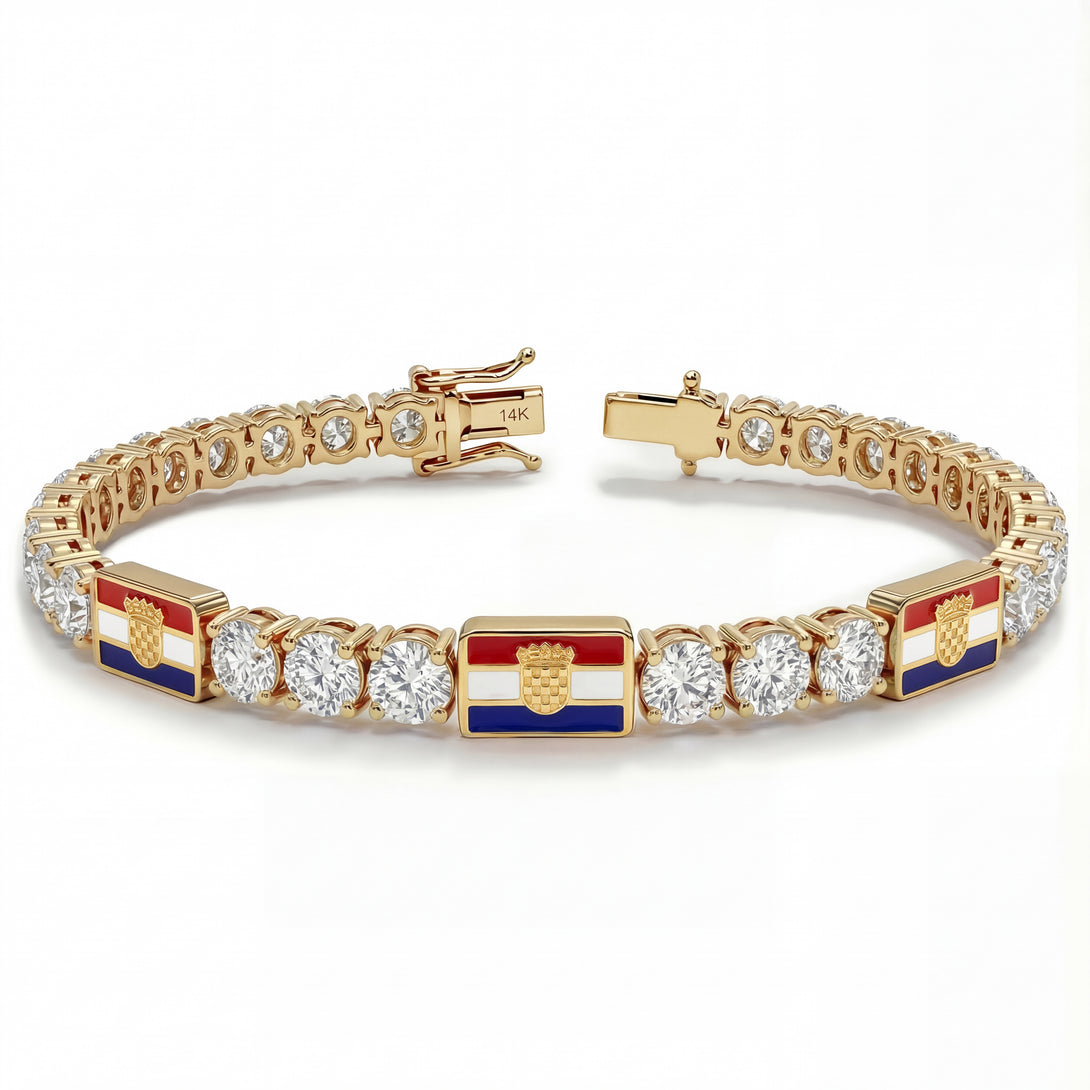 Diamond Tennis Bracelet with Croatia Flag no. 1