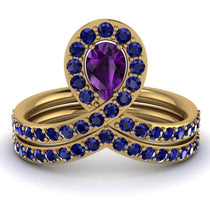 Amethyst Pear Shape Stacking Bridal Set - Emilia No. 313 image 1