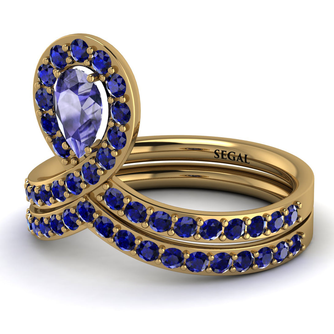 Tanzanite Pear Shape Stacking Bridal Set - Emilia No. 213