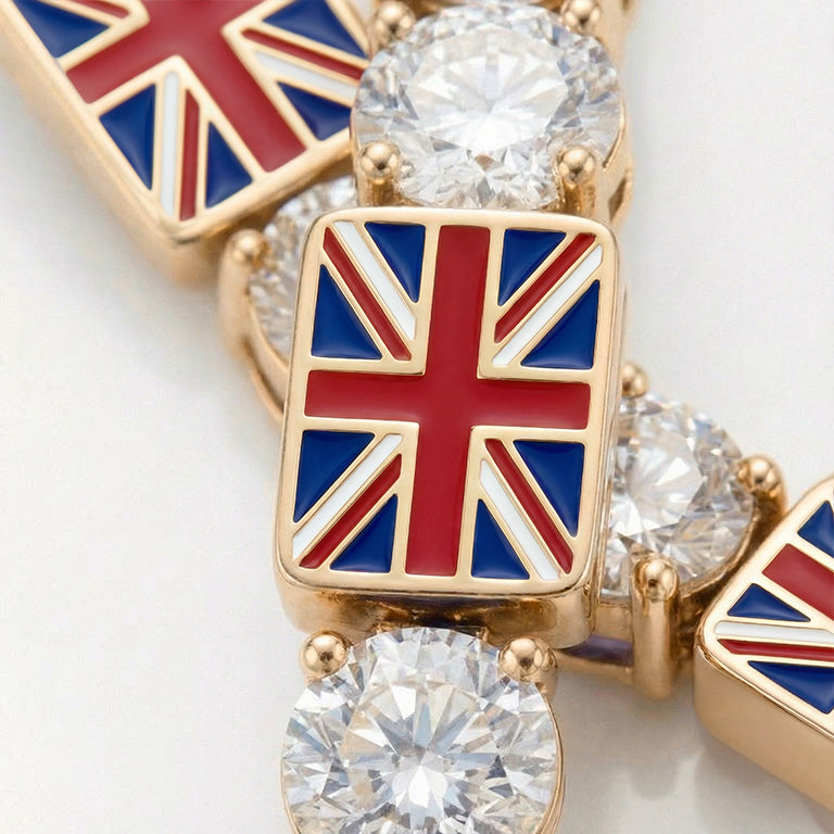 Diamond Tennis Bracelet with United Kingdom Flag no. 1