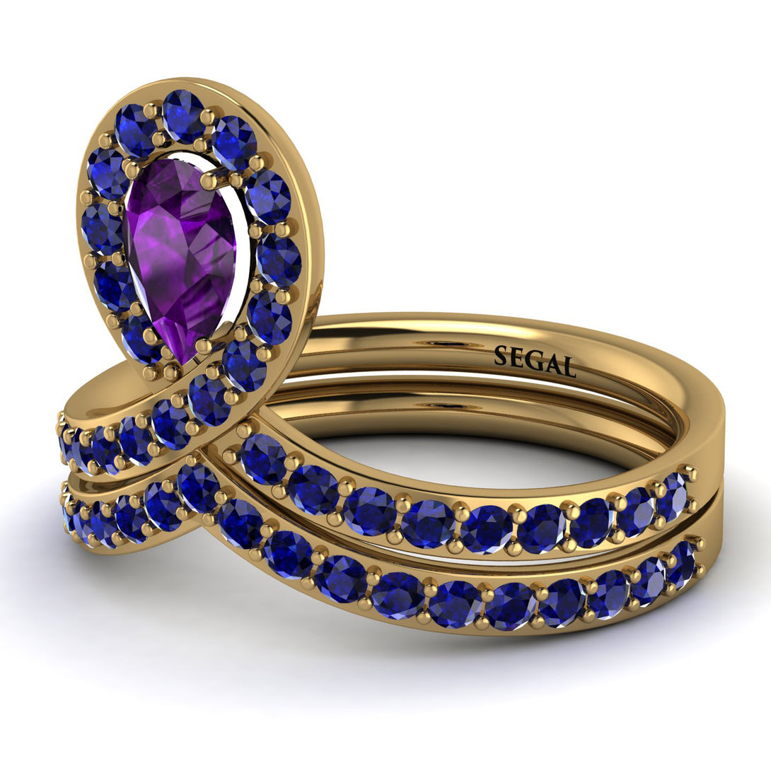 Amethyst Pear Shape Stacking Bridal Set - Emilia No. 313