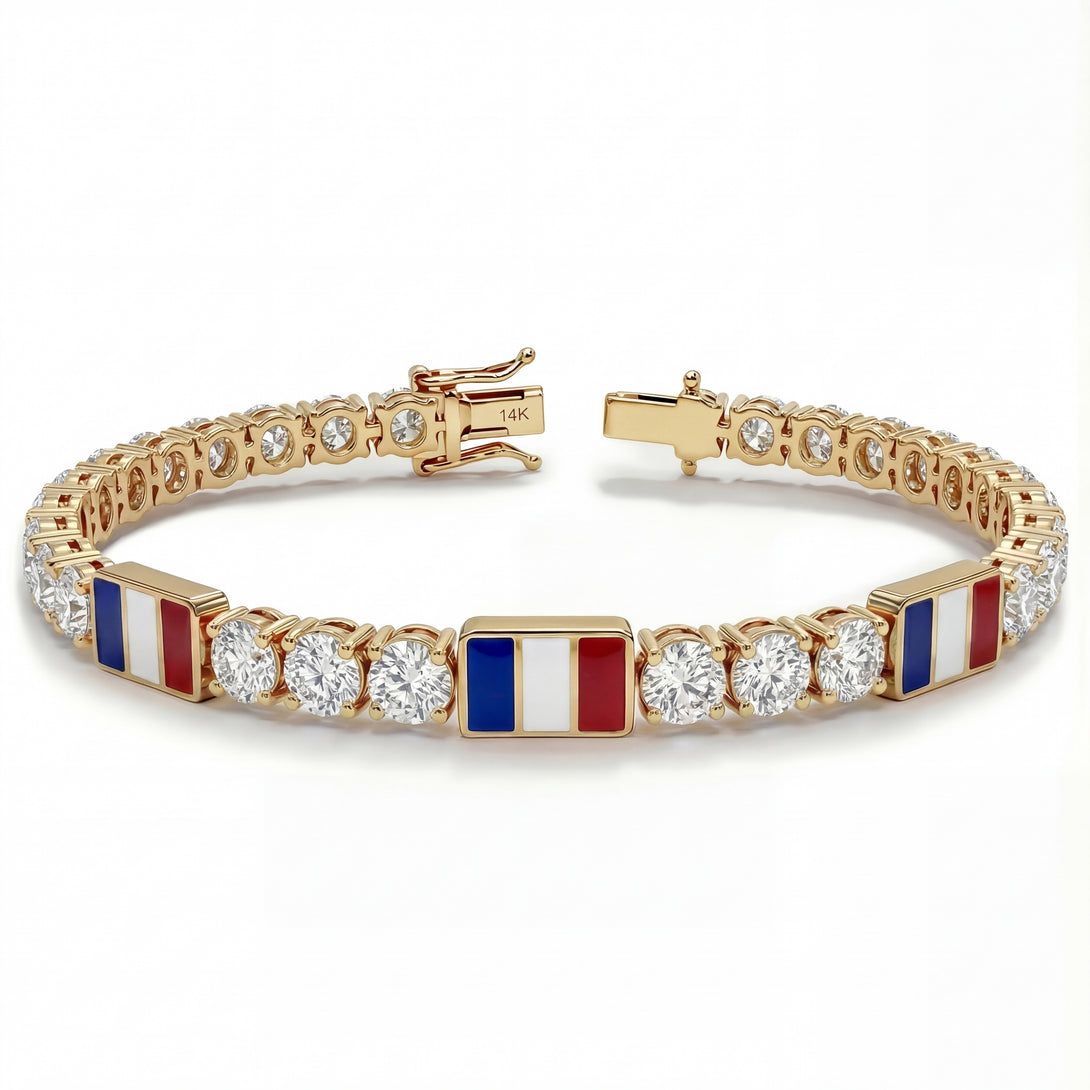 Diamond Tennis Bracelet with France Flag no. 1