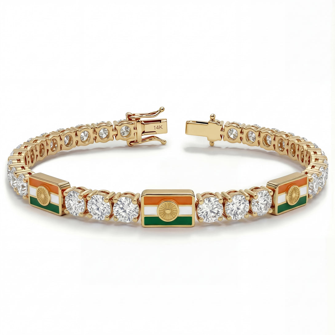 Diamond Tennis Bracelet with India Flag no. 1