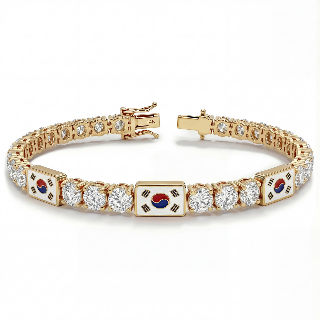 Diamond Tennis Bracelet with South Korea Flag no. 1