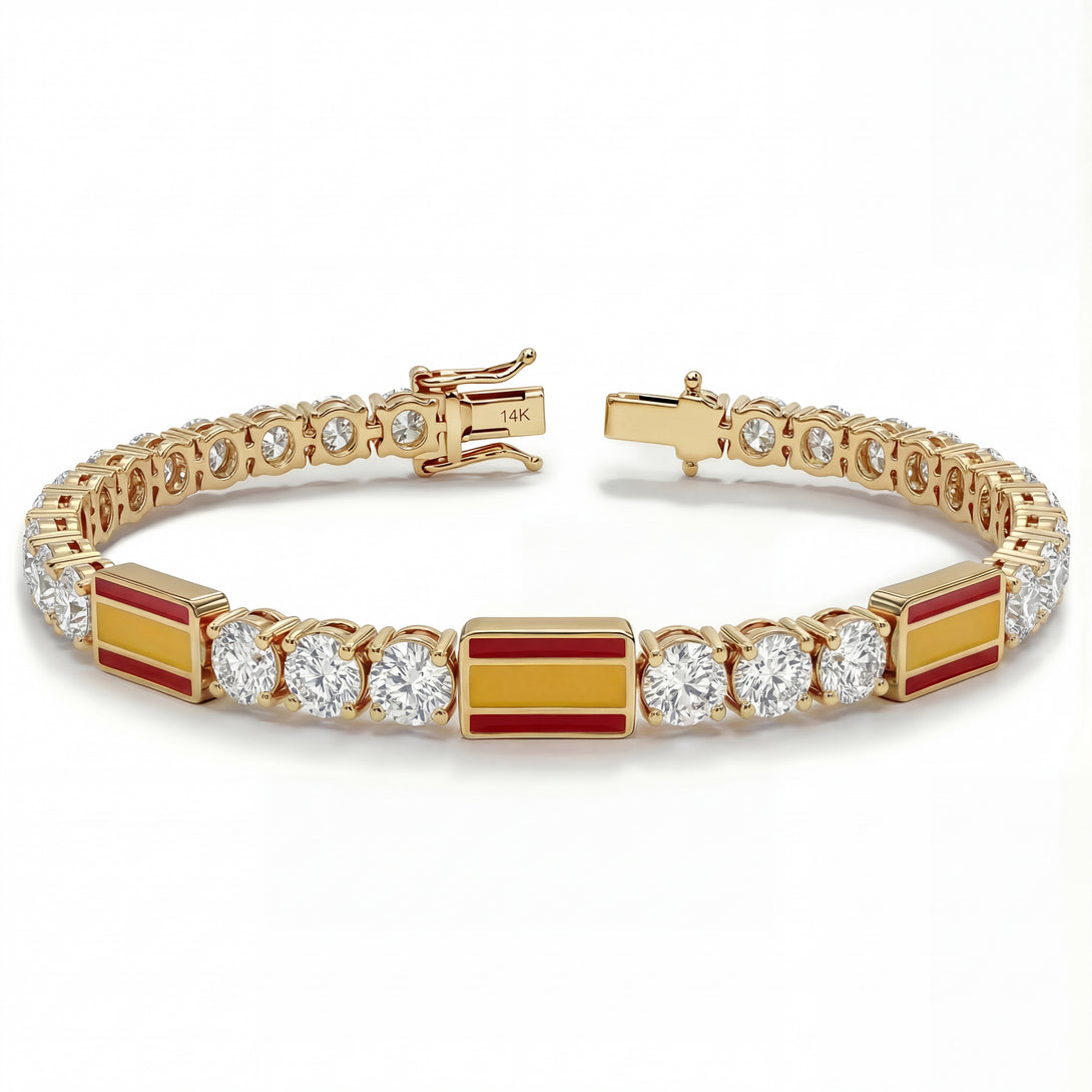 Diamond Tennis Bracelet with Spain Flag no. 1