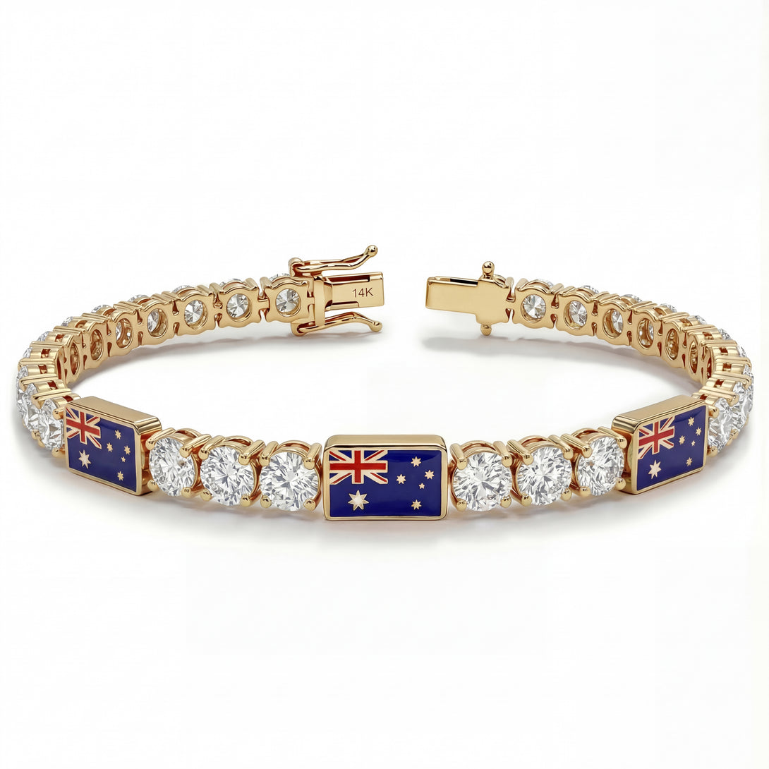 Diamond Tennis Bracelet with Australia Flag no. 1