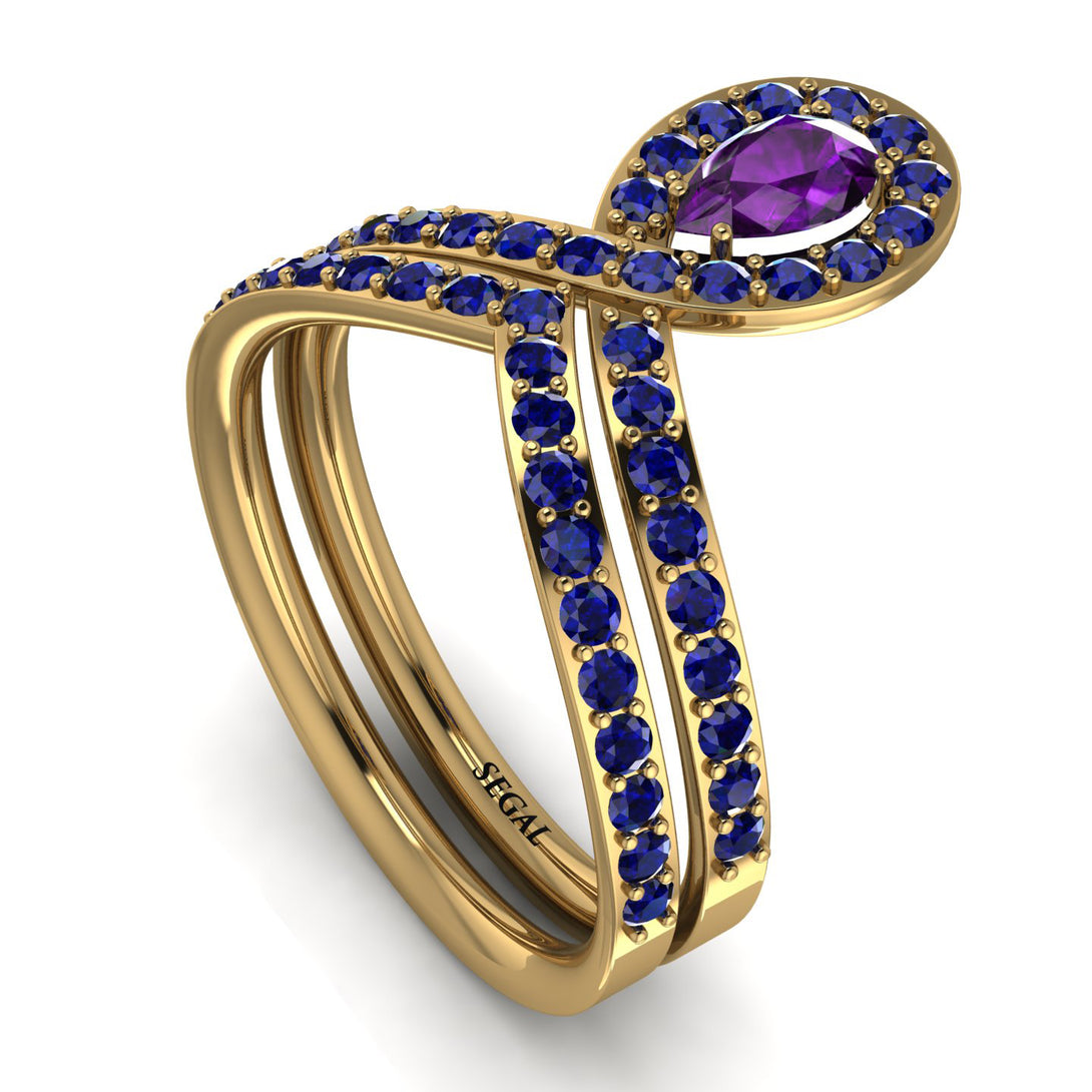 Amethyst Pear Shape Stacking Bridal Set - Emilia No. 313