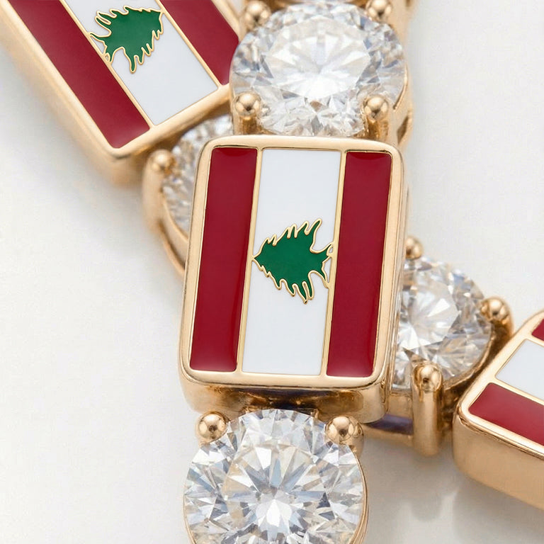 Diamond Tennis Bracelet with Lebanon Flag no. 1