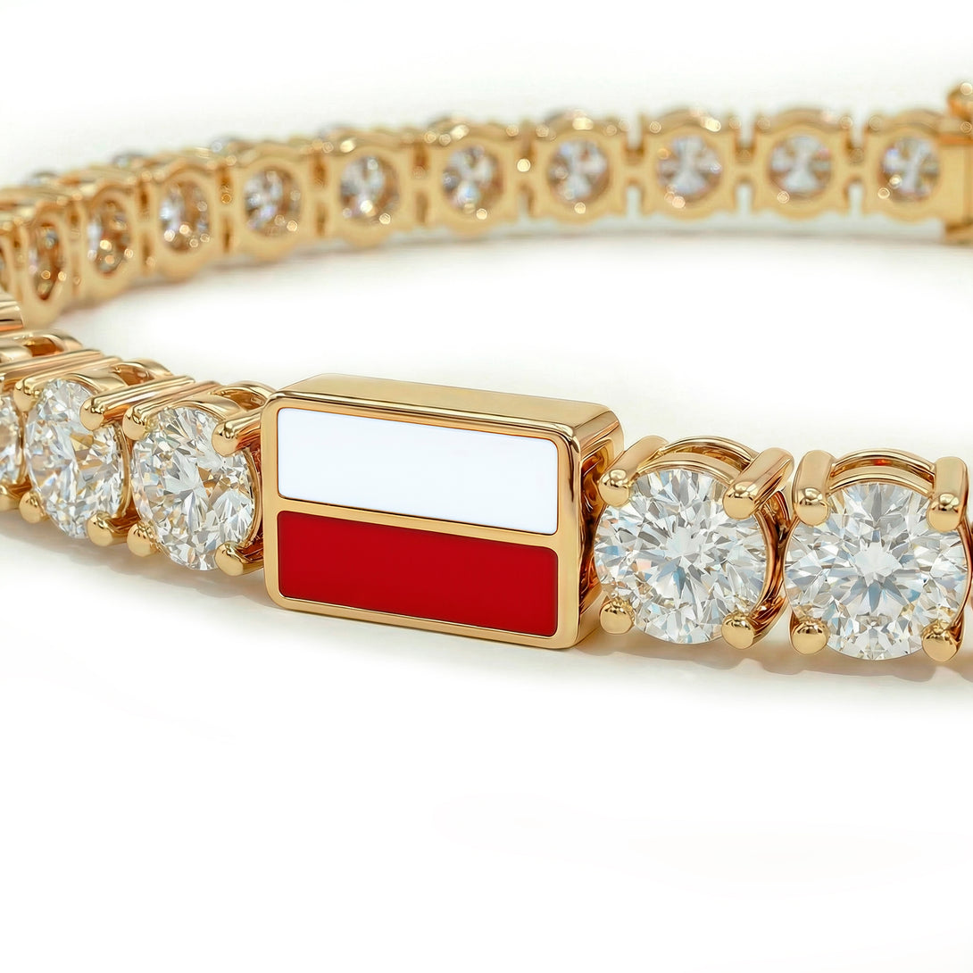 Diamond Tennis Bracelet with Poland Flag no. 1