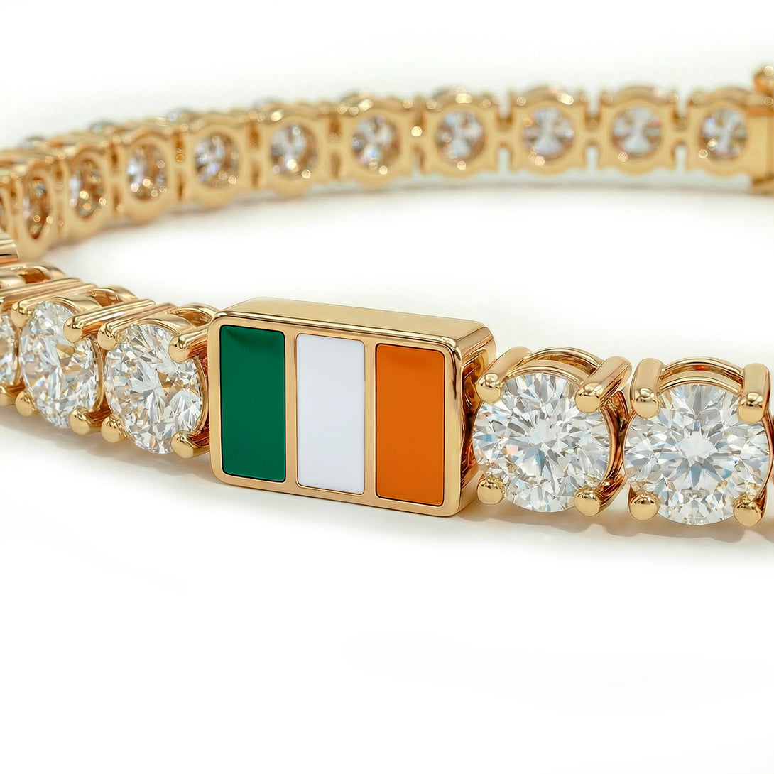 Diamond Tennis Bracelet with Ireland Flag no. 1