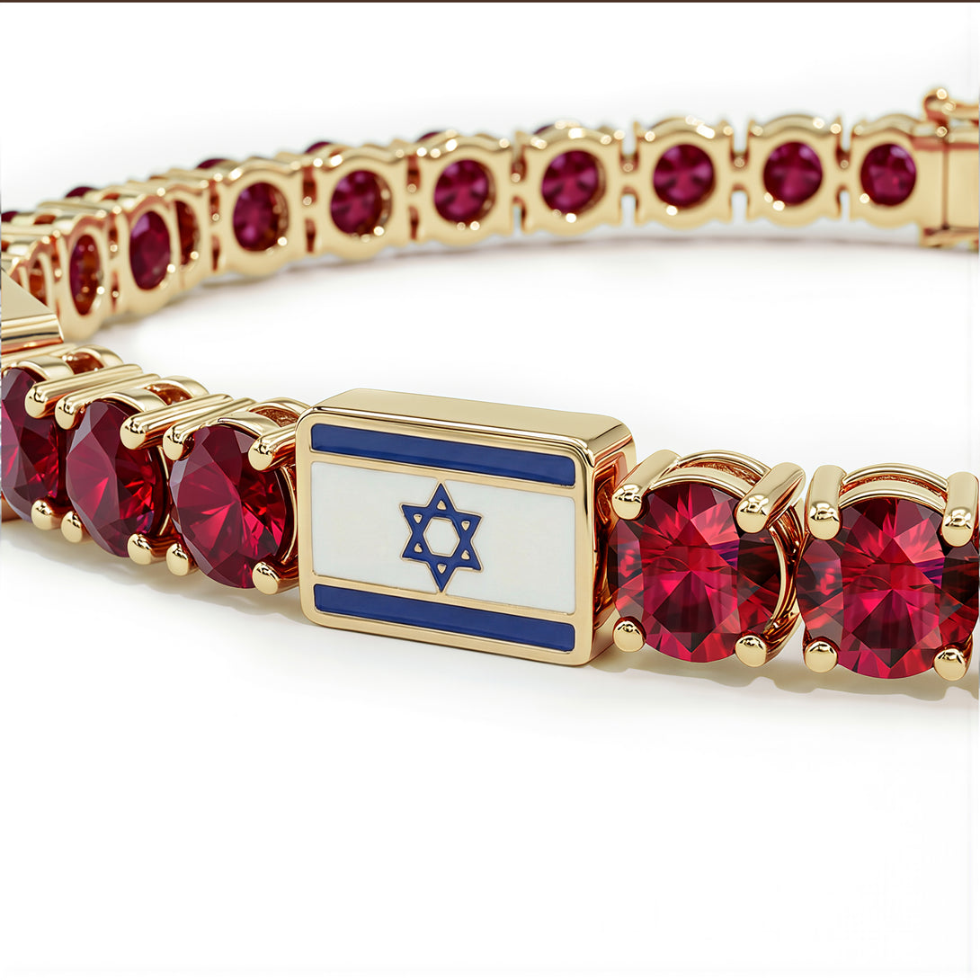 Ruby Tennis Bracelet with Israeli Flag no. 10