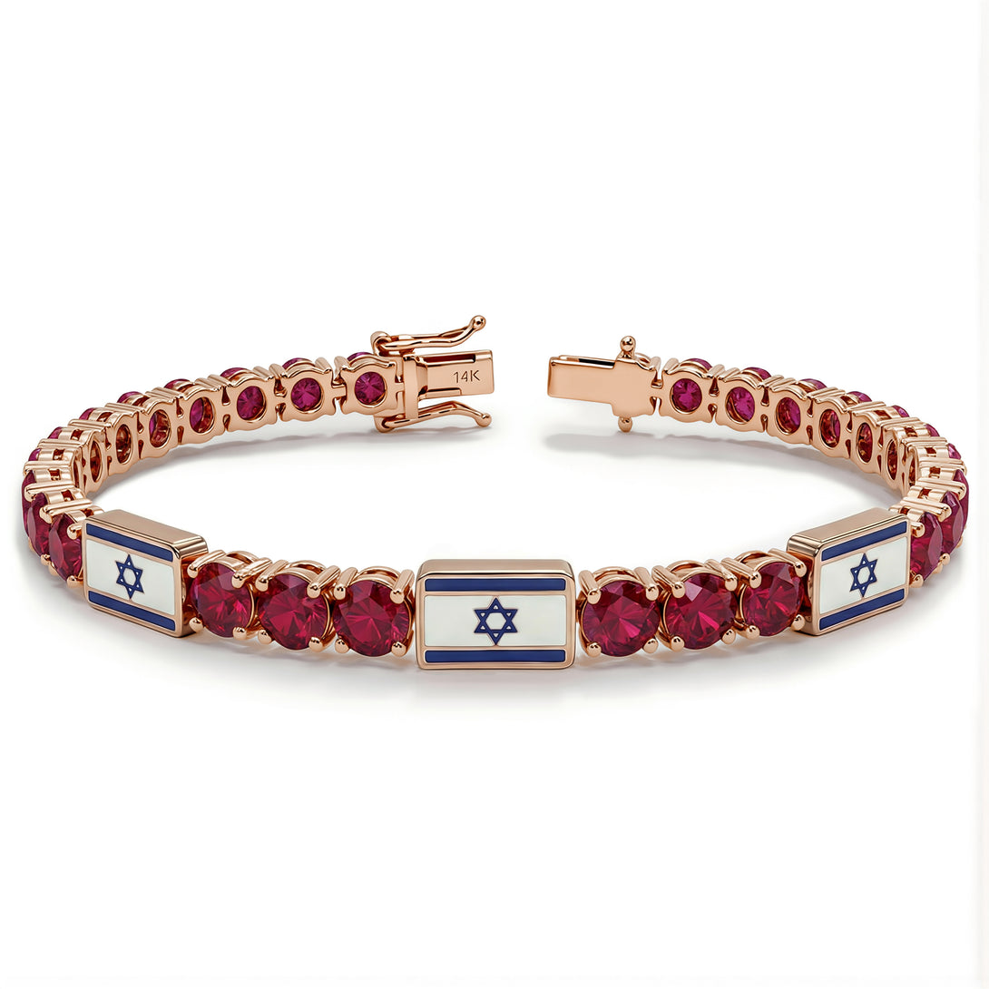 Ruby Tennis Bracelet with Israeli Flag no. 11