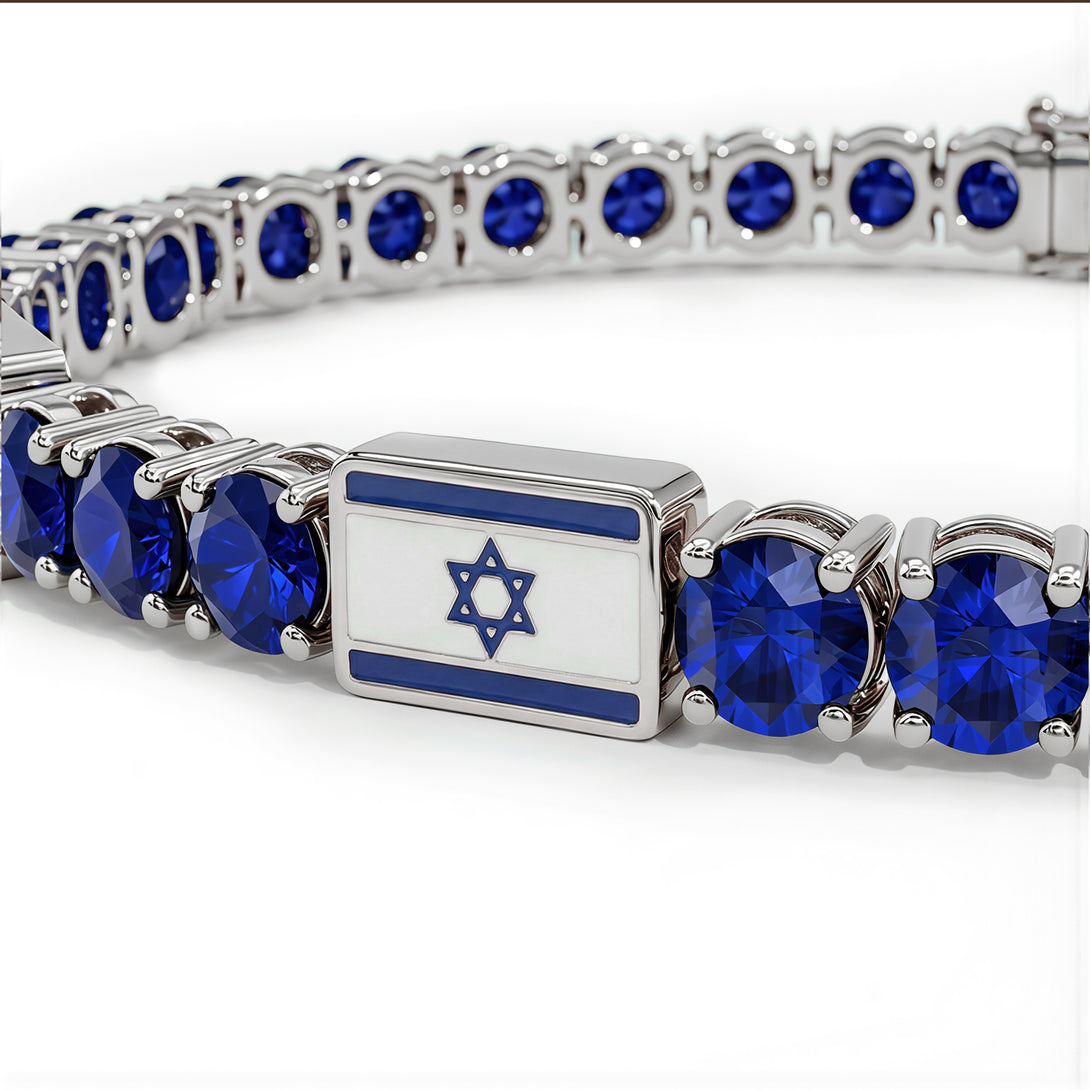 Sapphire Tennis Bracelet with Israeli Flag no. 15