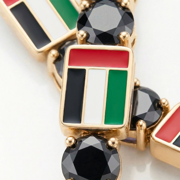 Black Diamond Tennis Bracelet with United Arab Emirates Flag no. 7