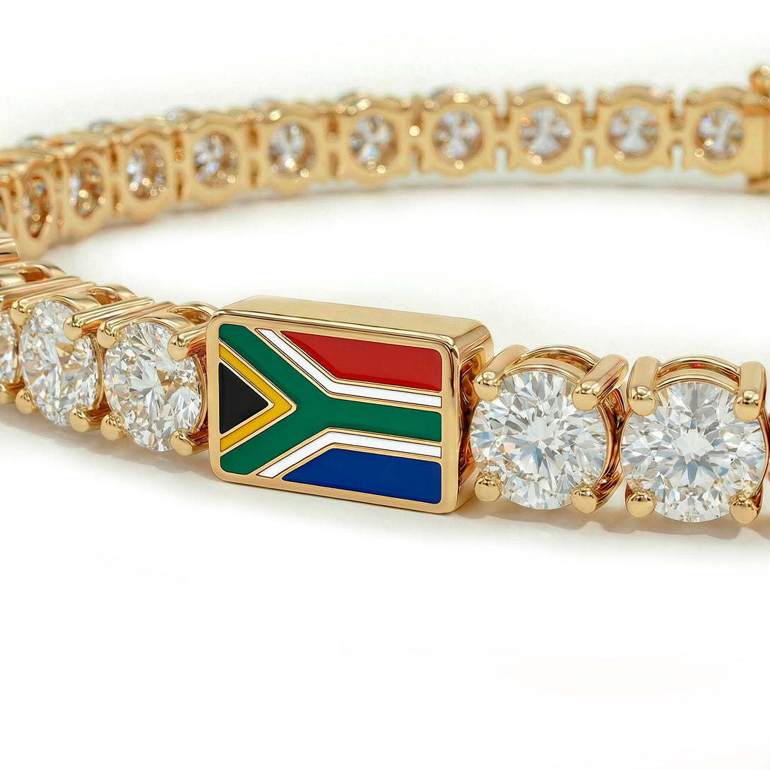 Diamond Tennis Bracelet with South Africa Flag no. 1