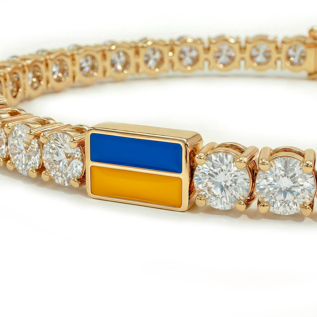 Diamond Tennis Bracelet with Ukraine Flag no. 1