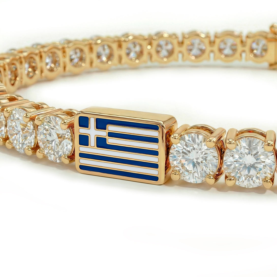 Diamond Tennis Bracelet with Greece Flag no. 1