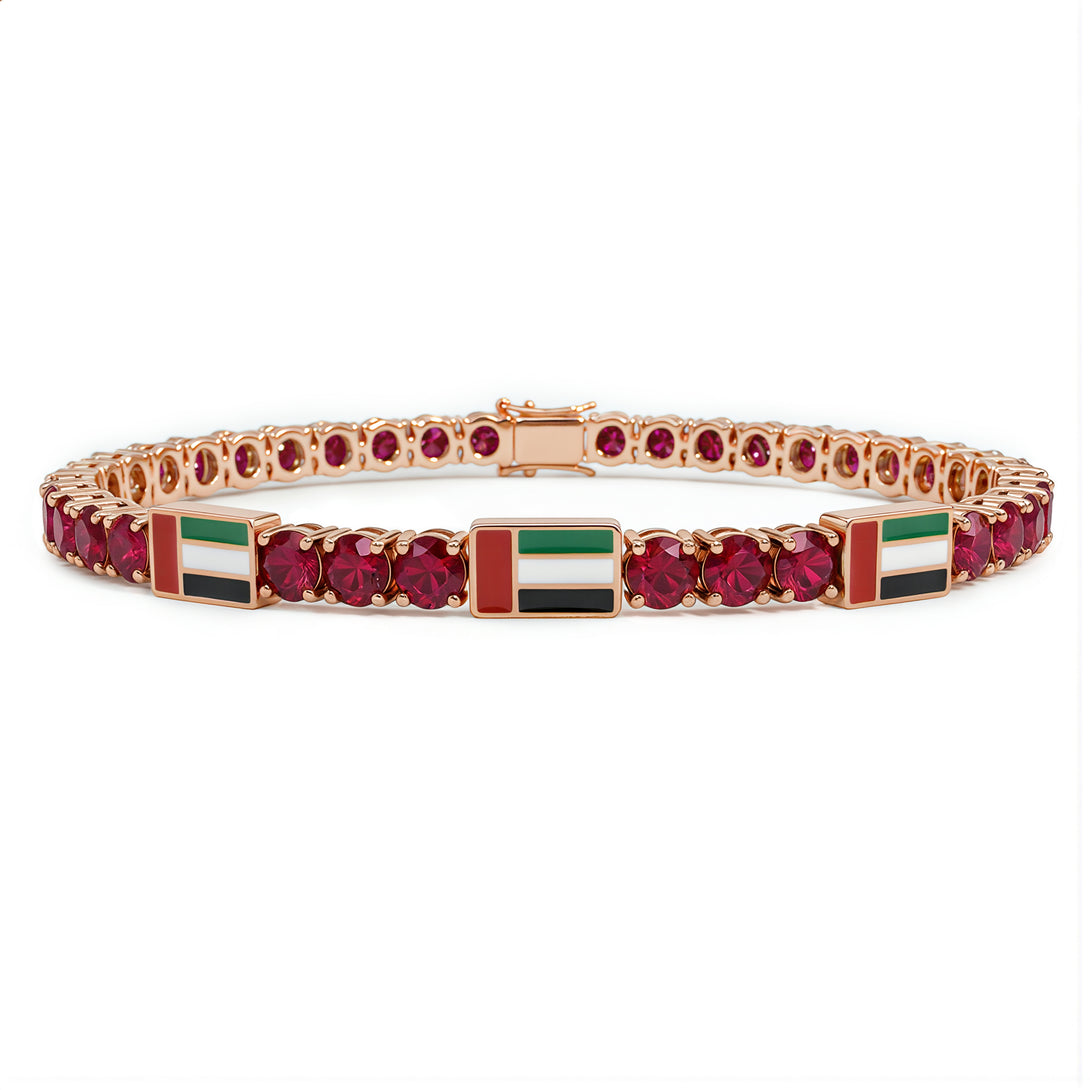 Ruby Tennis Bracelet with United Arab Emirates Flag no. 11