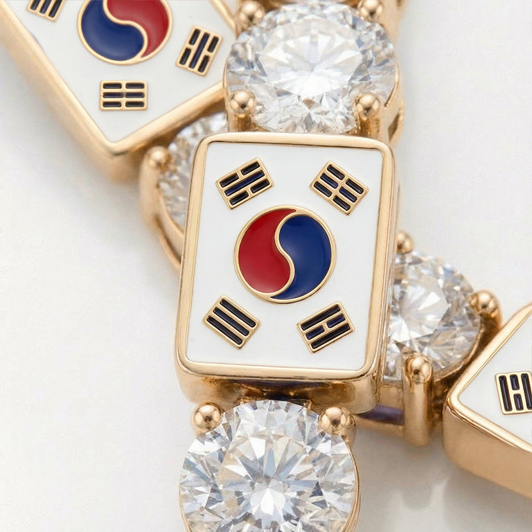Diamond Tennis Bracelet with South Korea Flag no. 1
